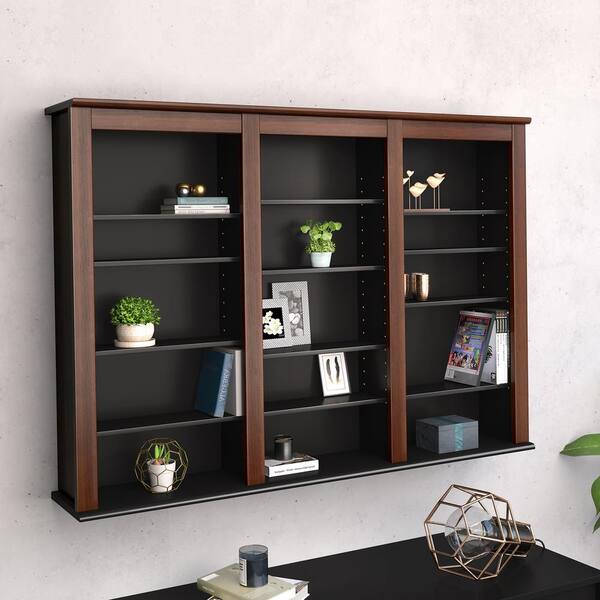 Prepac Cherry and Black 3-Column Display Cabinet, CD Rack, CD