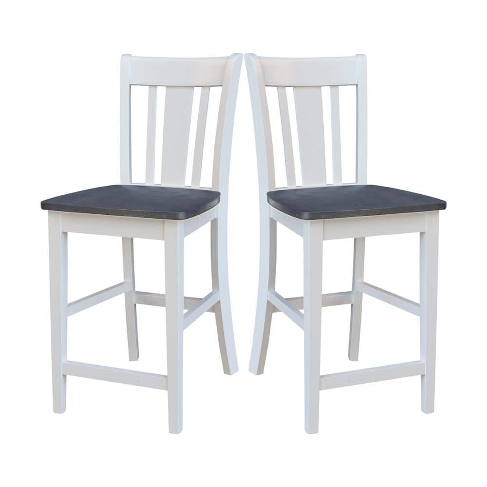 San Remo 24" White and Heather Gray Solid Hardwood Counter Stool