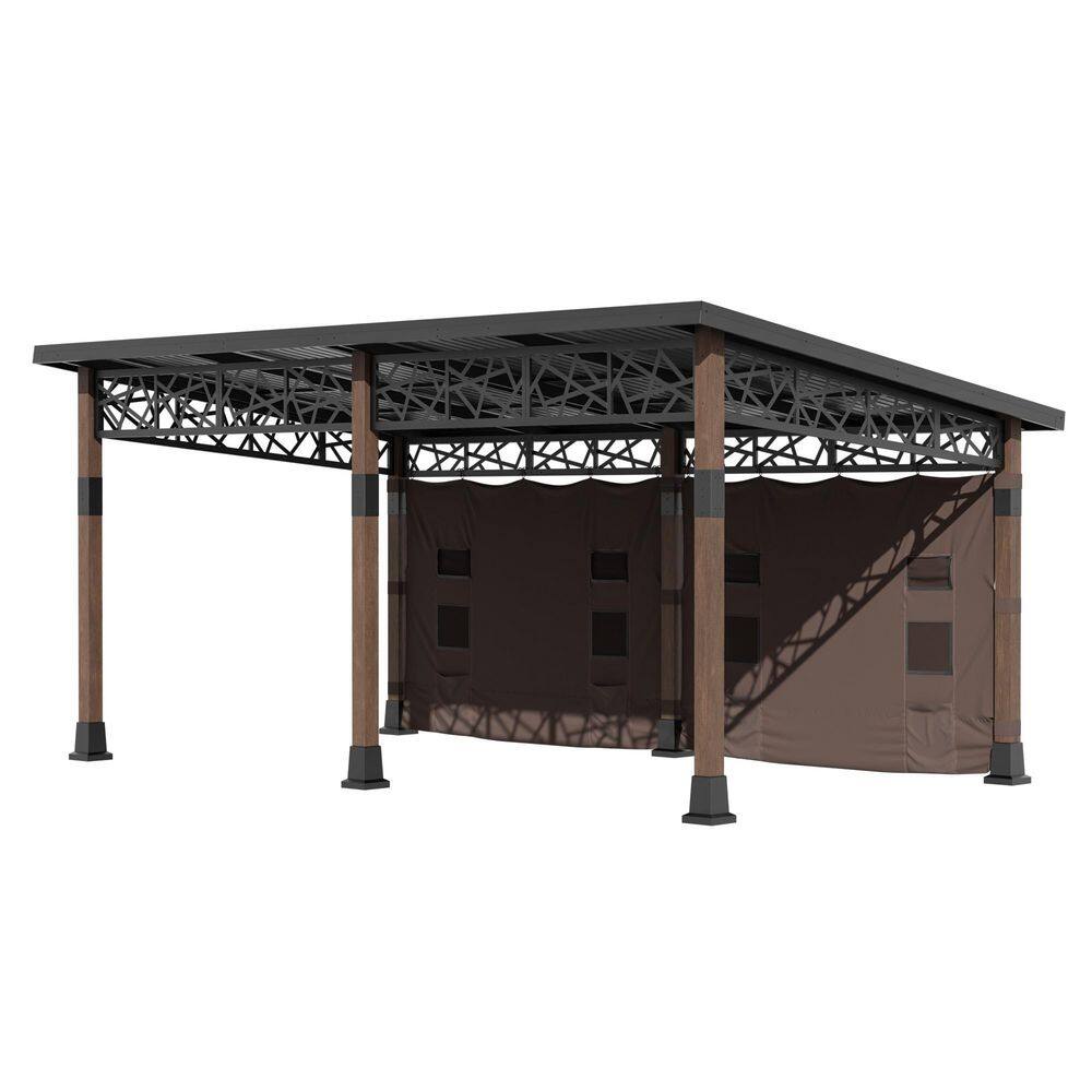 20 ft. x 12 ft. Outdoor Solid Wood Patio Hardtop Gazebo with Storage Curtain, Ceiling Hook and Black Galvanized Roof price history on PriceWatchPro