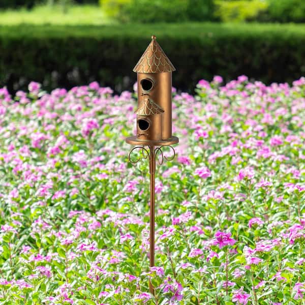 Glitzhome 53 in. H Farmhouse Faux Copper 2-Tiered Distressed Metal