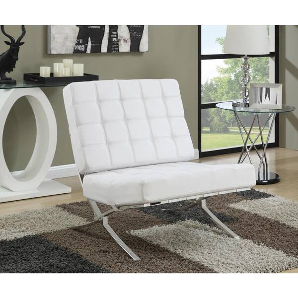 white and chrome accent chair