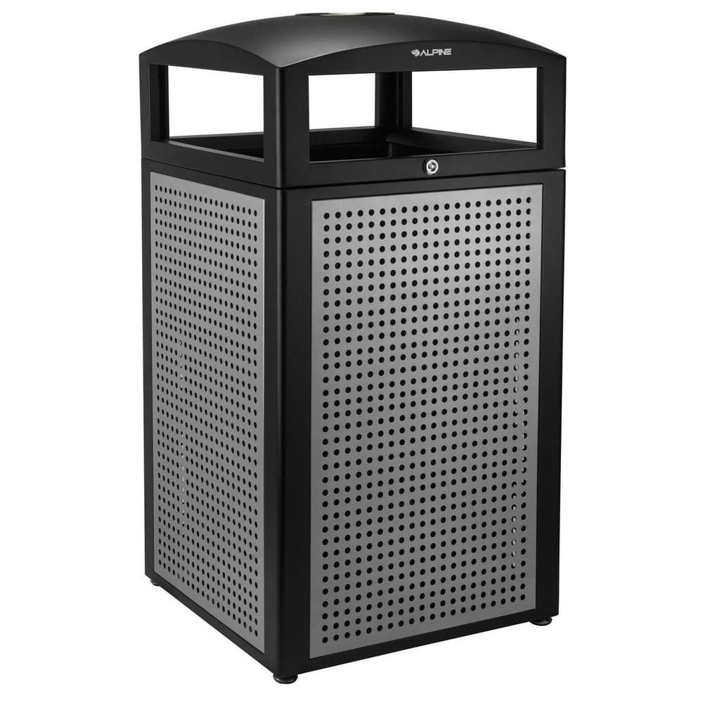 40 Gal. Steel All-Weather Vented Outdoor Commercial Garbage Trash Can with 