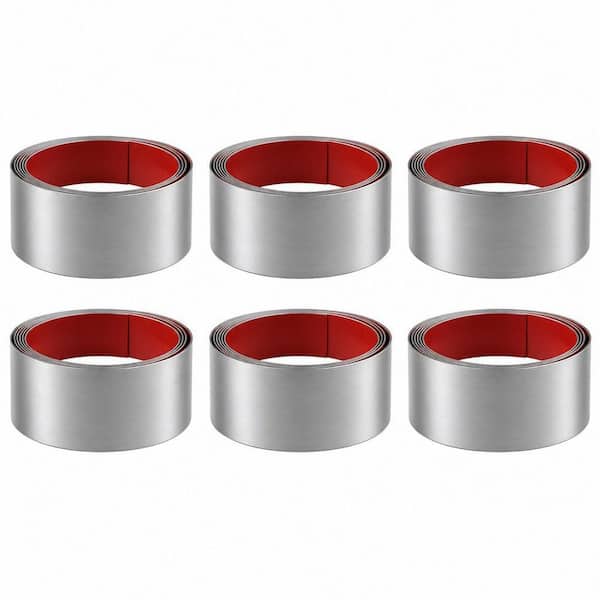6-Pack 34 in. W x 8 in. D x 0.1 in. H in Silver Toe Kick Stainless Steel Kick Plates for Kitchen Cupboard, Self Adhesive