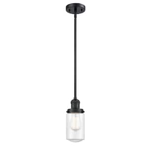 Dover 1 Light Matte Black Drum Pendant Light with Clear Glass Shade