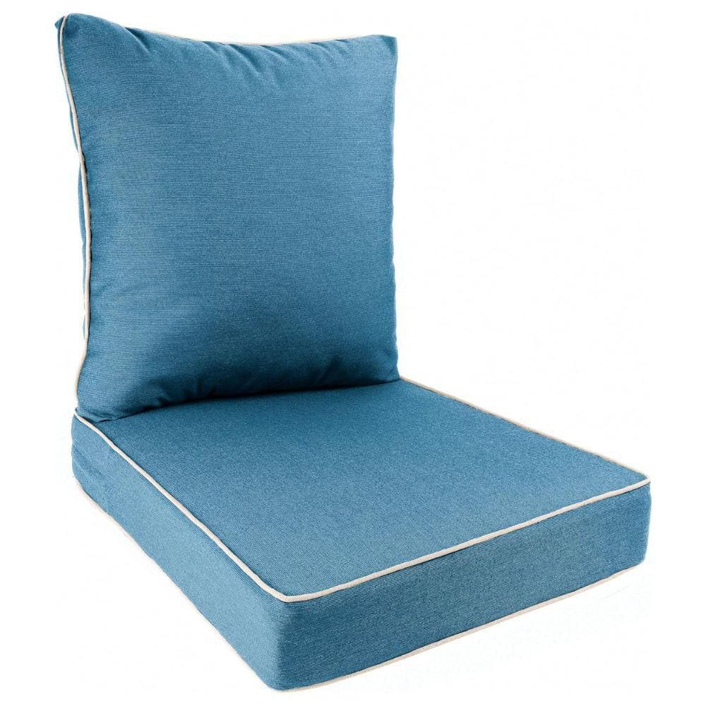 Sunbrella Outdoor Deep Seat Lounge Chair Patio Cushion Set(Seat Lounge Chair and Back)w/Contrast Cord(Peacock Blue)23x24 price history on PriceWatchPro