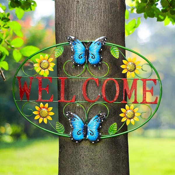 Sign - Butterfly Metal Wall Art - Welcome – Authentique Gift Shop
