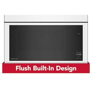 30 in. W 1.1 cu. ft. White Flush Built-In 1000-Watt Over-the-Range Microwave
