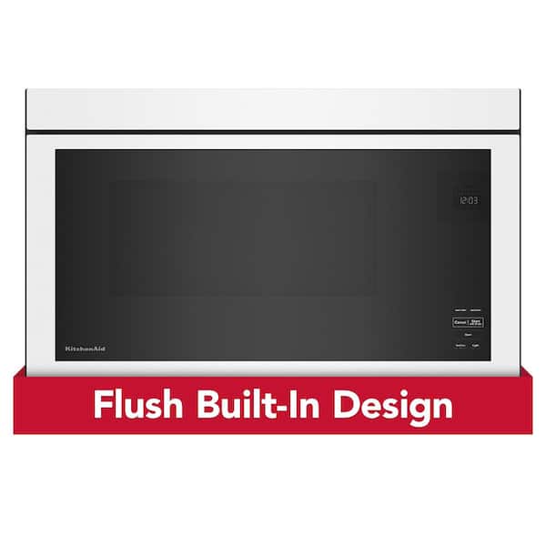 KitchenAid 30 in. W 1.1 cu. ft. White Flush Built-In 1000-Watt Over-the-Range Microwave