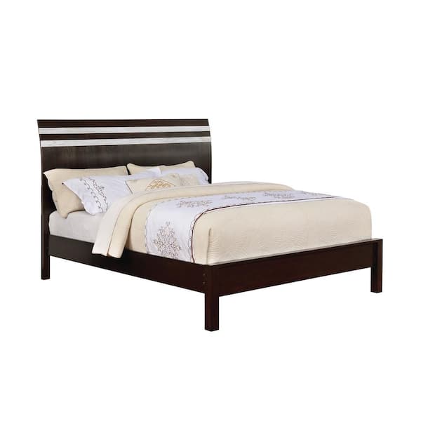 Euclid in Silver and Espresso with Wooden Headboard Eastern King Bed