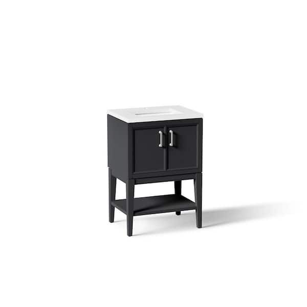 Winnow 24 in. Single Sink Freestanding Slate Grey Bath Vanity with White Quartz Top Assembled