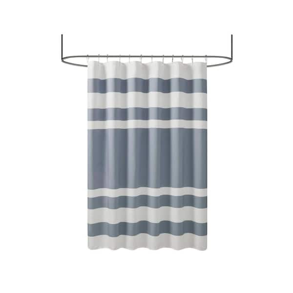Spa Waffle 36 in. W x 72 in. L Polyester Shower Curtain with 3M Treatment in Dark Blue