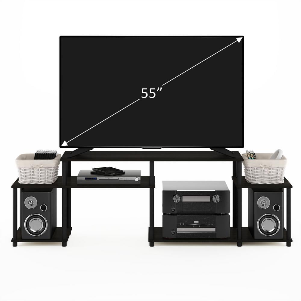 Espresso and Black Composite Wood TV Stand for 55 Inch Screen