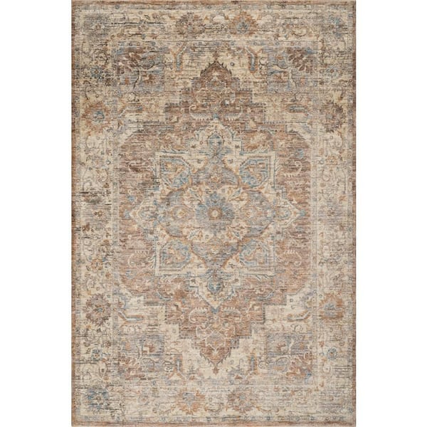 8 ft. x 10 ft. Brown Meilin Traditional Vintage Floral Indoor Area Rug