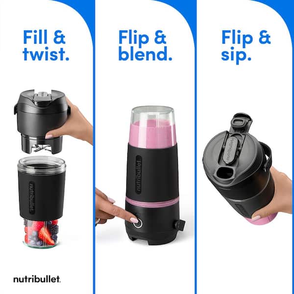 nutribullet Flip 20 Oz Single Speed Black Insulated Portable