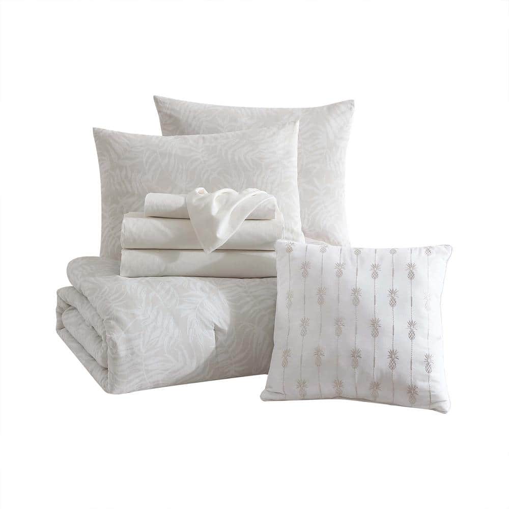 Queen White Cotton Nautical Bedspread Set