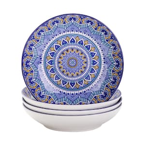 Mandala 24 fl. oz. Blue Porcelain Soup Plate (Set of 4)