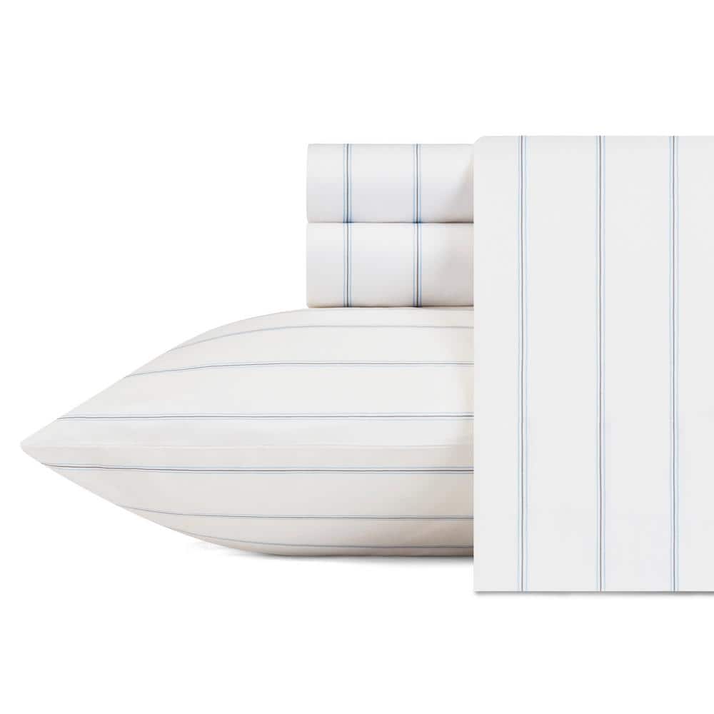 Skippers Island 4-Piece Blue Striped 200-Thread Count Cotton King Sheet Set price history on PriceWatchPro