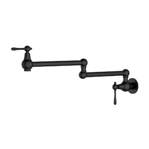 Wall Mount Pot Filler Faucet with 2-Handle Kitchen Sink Faucet in Oil Rubbed Bronze