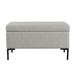 Medium Gray Woven Storage Bench with Metal Legs 17.5 in. H x 32 in. W x 16.5 in. D