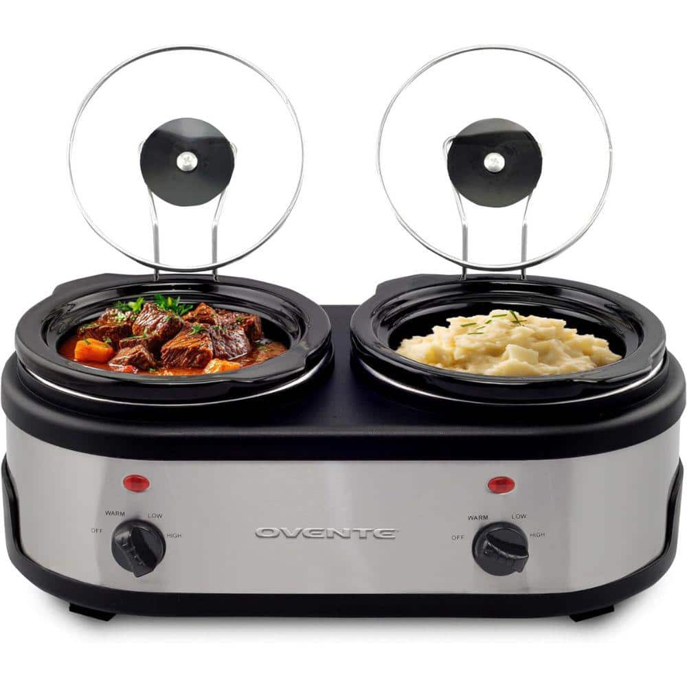 OVENTE Black 3 quarts Dual Buffet Station Slow Cooker