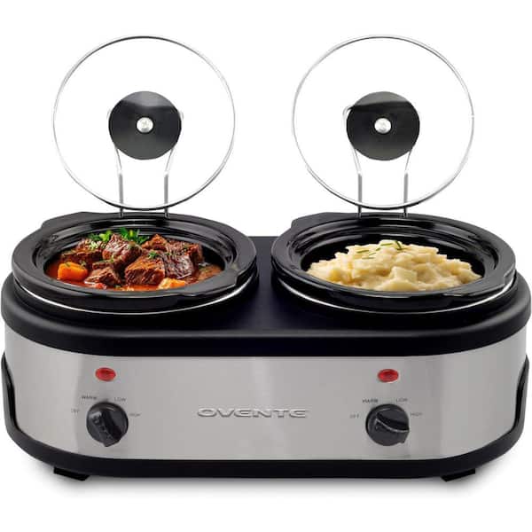 3 Qt. Black Dual Buffet Station Slow Cooker