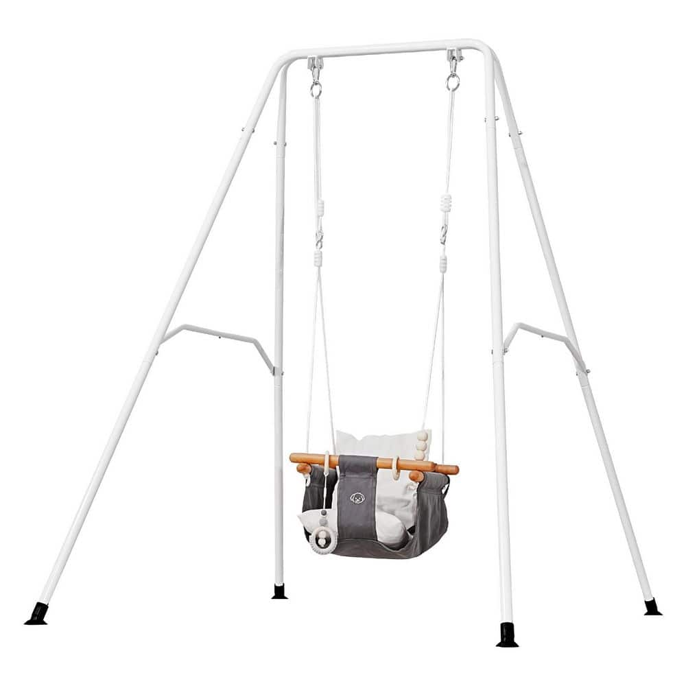 2-in-1 Black Toddler Swing and Jumper with Soft Cushion, Foldable Metal Frame, Durable Ropes, Easy Setup, Swing Set price history on PriceWatchPro
