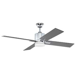 Teana 52 in. Indoor Tri-Mount Chrome Finish Ceiling Fan with Integrated LED Light Kit & 4 Speed Wall Control Included