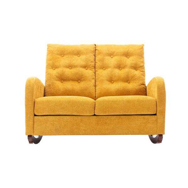 Unbranded Modern Mustard Velvet Double Rocker Chair