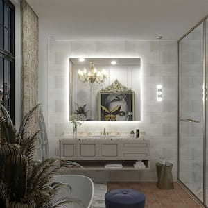 40 in. W x 36 in. H Rectangular Frameless Super Bright Backlited LED Anti-Fog Tempered Glass Wall Bathroom Vanity Mirror