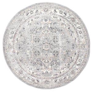 Gena Light Grey 8 ft. x 8 ft. Distressed Transitional Medallion Area Rug