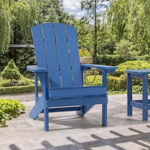 Navy Blue Weather Resistant HIPS Plastic Adirondack Chair for Outdoors (1-Pack)