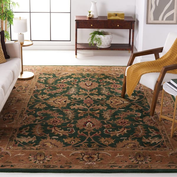 Heritage Dark Green/Gold 10 ft. x 14 ft. Antique Border Floral Area Rug