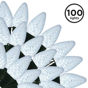 100-Light Pure White Faceted C7 LED Light Set