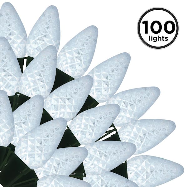 Brite Star 100-Light Pure White Faceted C7 LED Light Set