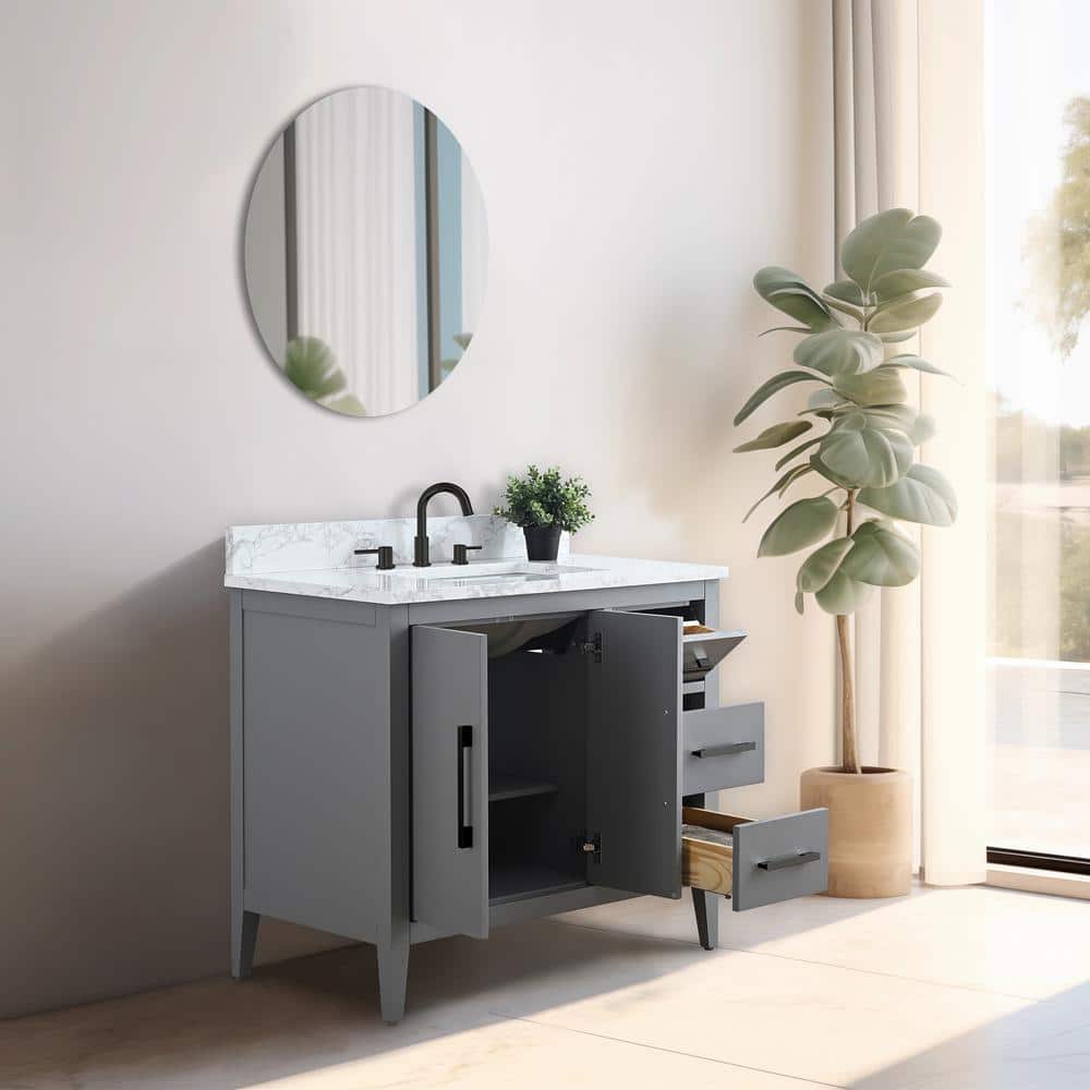 Cashmere Gray 36" Single Sink Bathroom Vanity with Marble Top