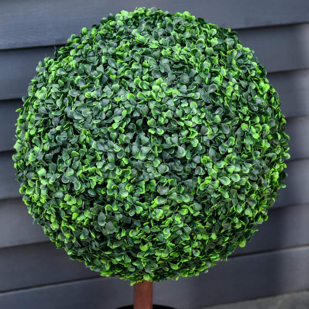 23.5" Green Plastic Boxwood Topiary Ball Tree with Pot