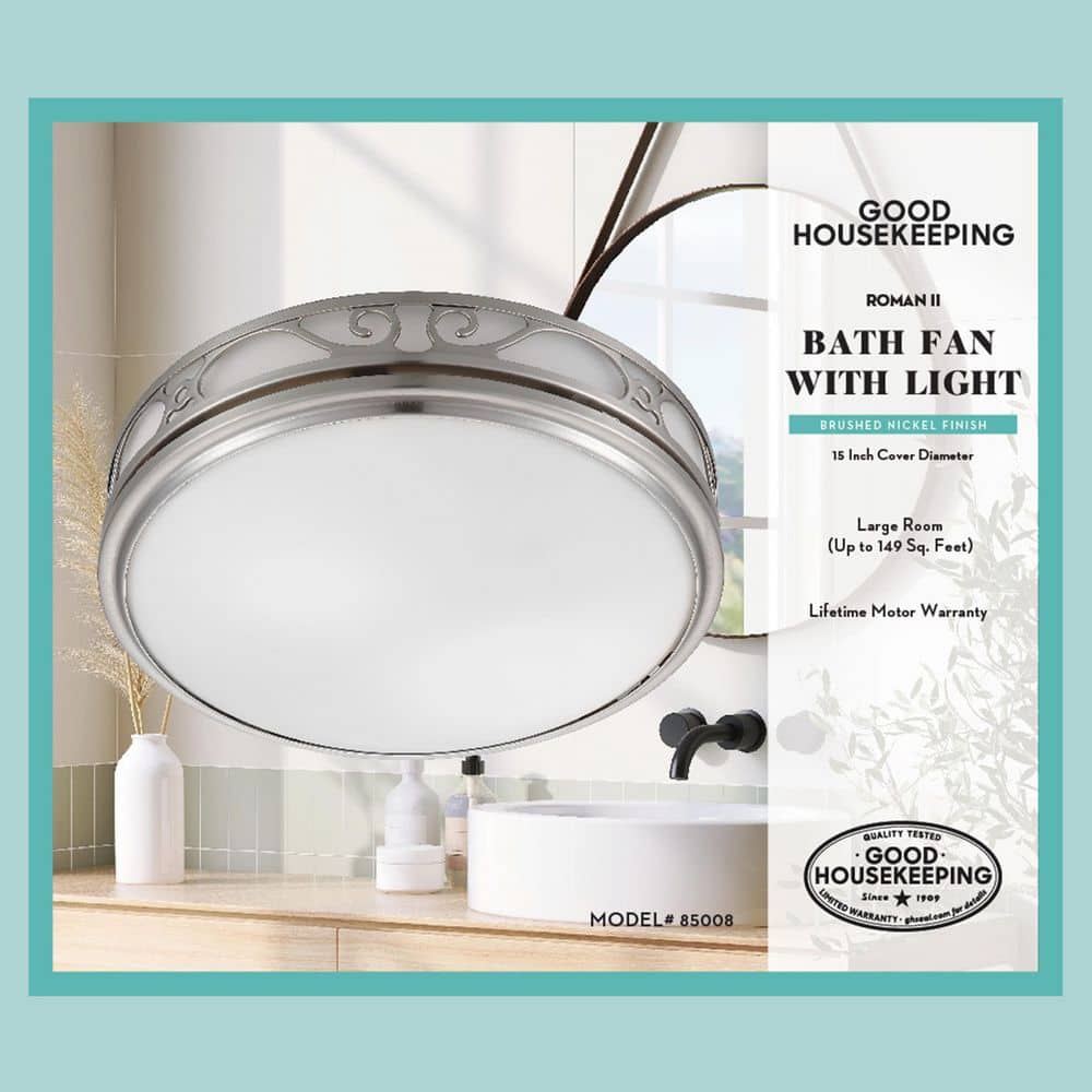 Brushed Nickel Round LED Ceiling Exhaust Fan with Light