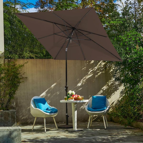 JEAREY 8.5 ft. x 8.5 ft. Steel Anti-UV Polyester Fabric Market Tilt Patio Umbrella in Brown
