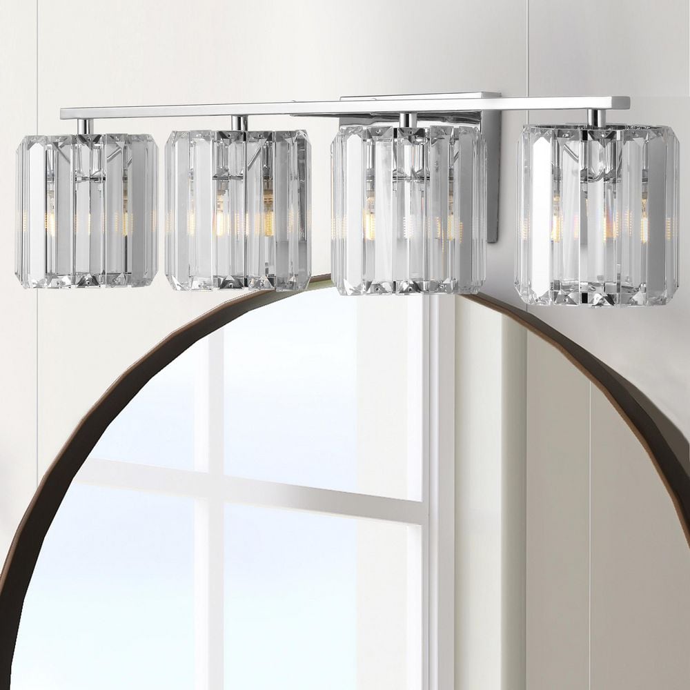 Chrome Glass Prism LED Vanity Light, 29.75"