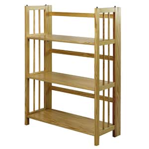 38 in. Natural New Wood 3-Shelf Etagere Bookcase