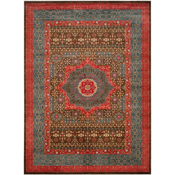 SAFAVIEH Mahal Navy/Red 9 ft. x 12 ft. Antique Border Area Rug