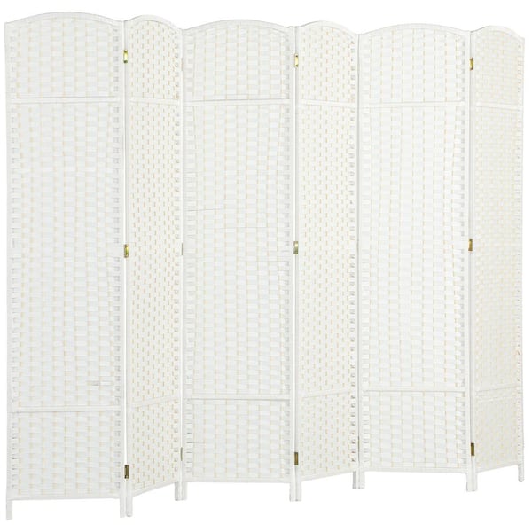 66.9 in. 6-Panel Room Divider, 4-Panel Folding Privacy Screen, 5.6 ft. Tall Freestanding Wall Partition, White