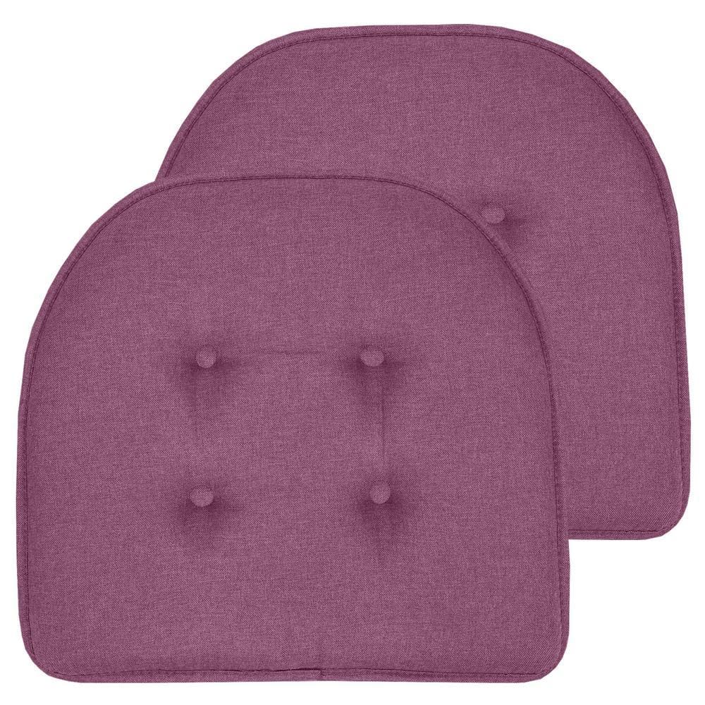 Sweet Home Collection Solid Memory Foam 17 in. x 16 in. U-Shape Non-Slip Indoor/Outdoor Chair Seat Cushion, Purple (2-Pack)