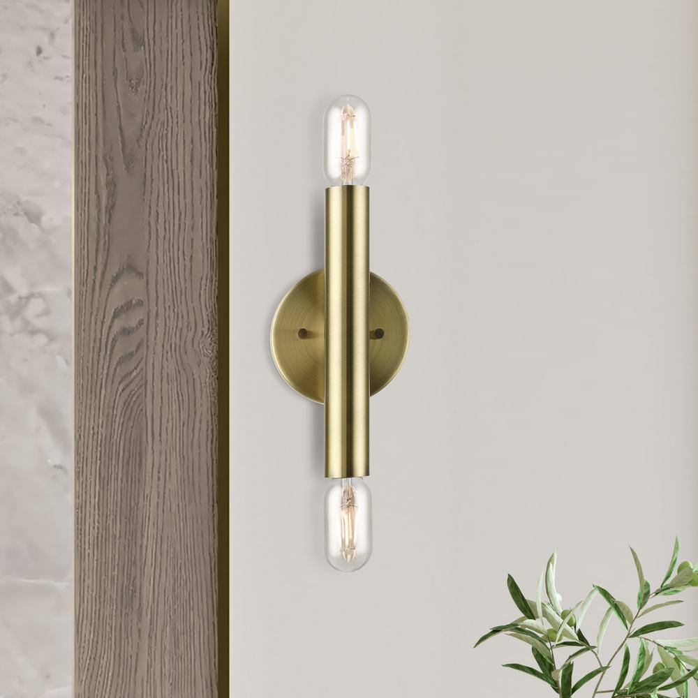 Copenhagen Antique Brass and Bronze 9.88" Dimmable Wall Sconce