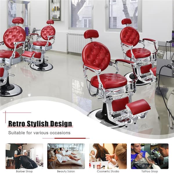 Red Chair Salon Chair Hydraulic Recline Beauty Spa Styling Equipment