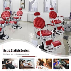 Red Chair Salon Chair Hydraulic Recline Beauty Spa Styling Equipment