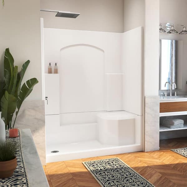 Accessible Living Alliance 60 in. L x 32 in. W x 77.5 in. H 4 Piece Alcove LH Drain Shower Kit with Shower Wall and Pan