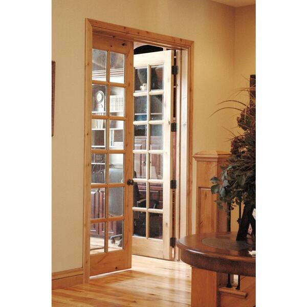 Krosswood Doors 36 In X 96 In French Knotty Alder 12 Lite Tempered Clear Glass Solid Left Hand Wood Single Prehung Interior Door Ka 422 30 80 138 Lh The Home Depot