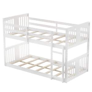 Amelia White Wood Frame Twin Platform Bed with Ladder