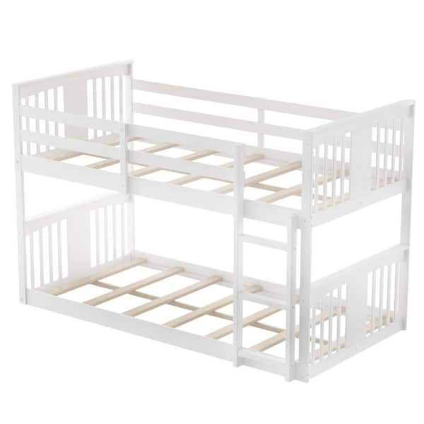 HomeRoots Amelia White Wood Frame Twin Platform Bed with Ladder